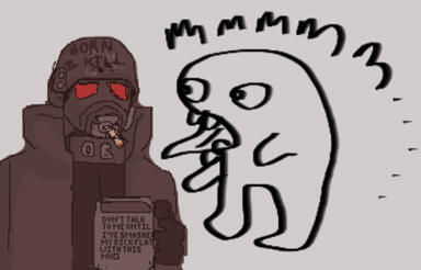 an image from fear & loathing in las vegas--features raoul duke preparing to exit a red convertible car in front of casino, illuminated from behind by an overwhelming number of small, yellow-ish lights.